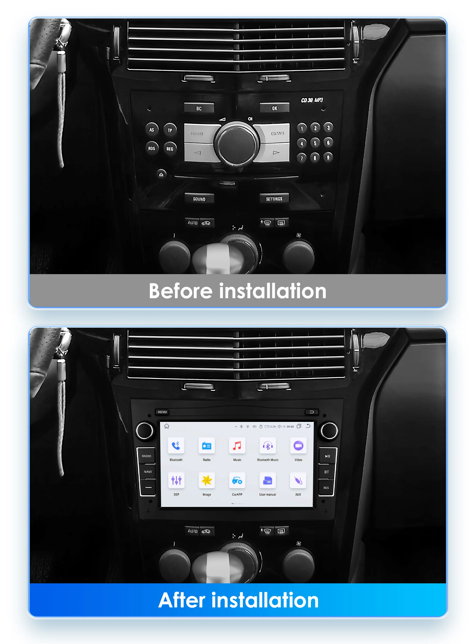 8+128G Carplay Android 14 2 Din Car Radio Stereo GPS for Opel Astra H G J Antara Vectra C Zafira B Vivaro Meriva Vectra B BT RDS