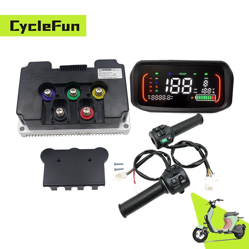 Nanjing FarDriver 3KW-5KW ND72450 48V-72V 200A/450A BLDC Sine Wave Controller With One-line DN7 Display And T08 Throttle Kits