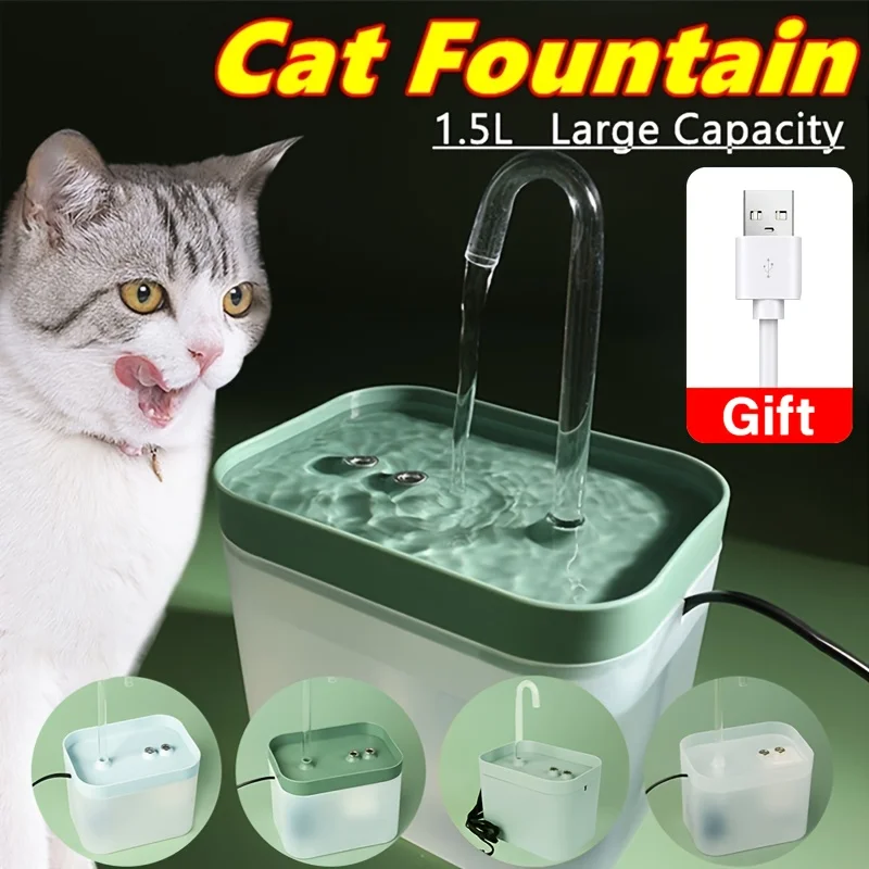

1.5L USB Automatic Circulating Flow Water Dispenser Pet Fountain Large Quiet Water Dispenser For Pet Filter Without Battery