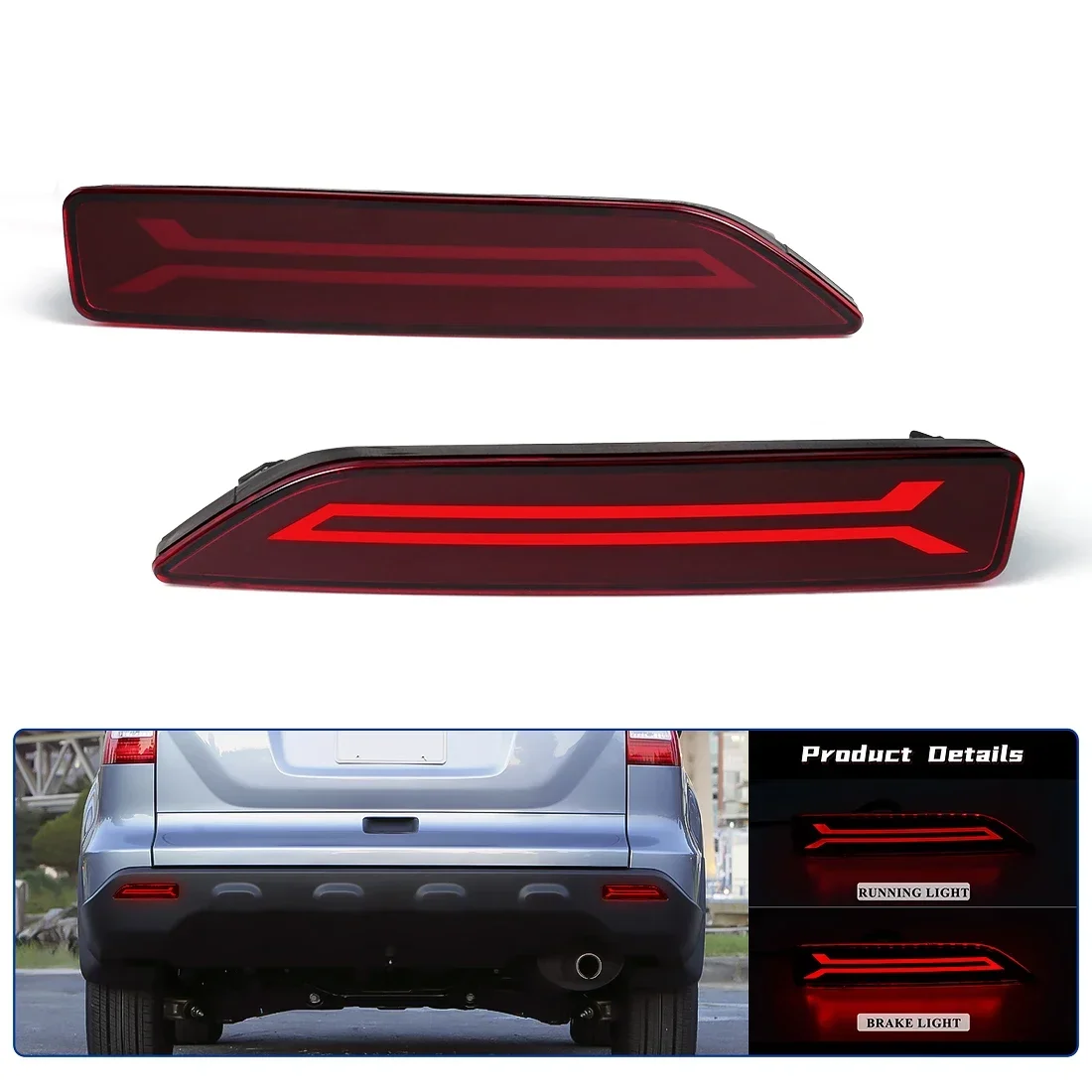 Car Rear Bumper Reflector Brake Warning Lights For Honda CRV CR-V 2007 2008 2009 Fog Lamp Dynamic Turn Signal Lamps Accessories