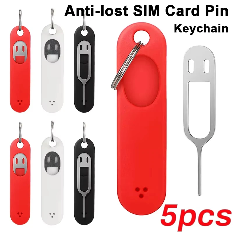 For SIM Card Removal Needle Pin Needle Holder Tray Open Needle Mobile Phone Silicone SIM Card Storage Case Ejecter Tool Keyring
