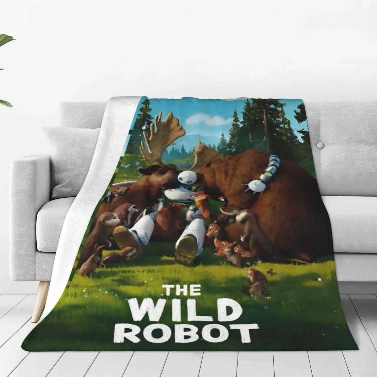 The Wild Robots 2024 New Cartoon Blankets Quality Warm Soft Bedding Throws Winter Picnic Couch Chair Sofa Bed Novelty Bedspread