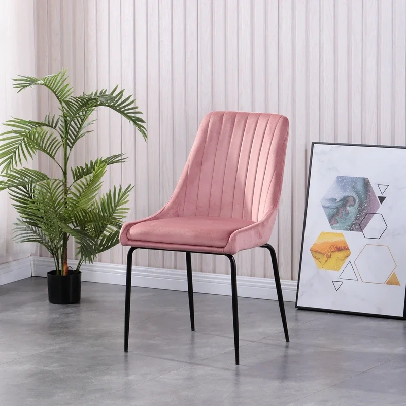 

For Nordic High Quality Metal Legs Dining Room Furniture Velvet Fabric Dining Chairs