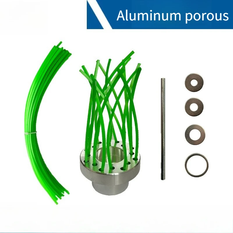 

New aluminum alloy trimming head with 32 green square grass ropes, aluminum alloy porous grass head