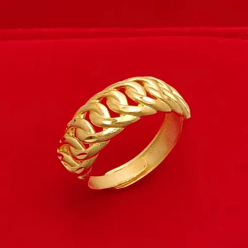 

Luxury 24K 9999 Pure Gold real gold Men's Women's Twist Rope Ring Opening Adjustable