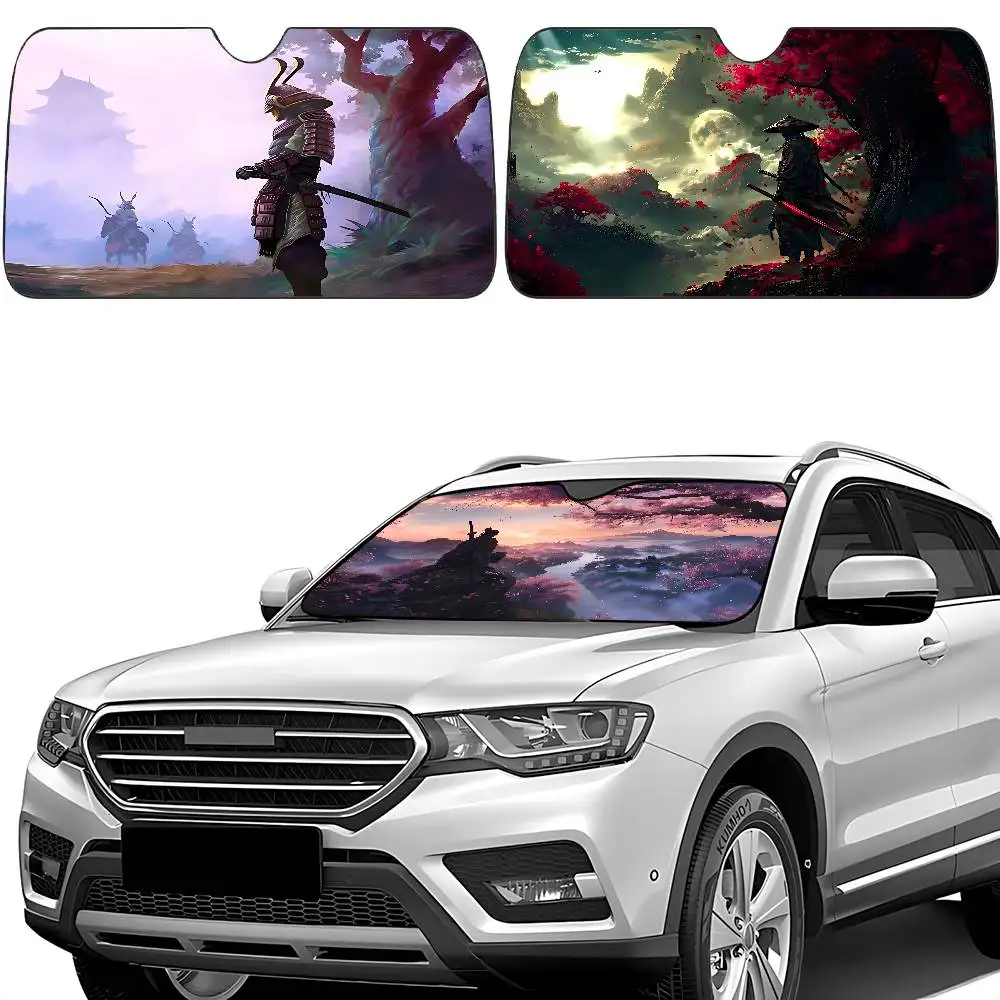 

Samurai Car SunShade Windscreen Front Window Visor 70x130cm Sun Visor Solar Protect Plaid Gift Novelty Car