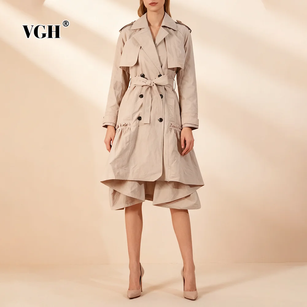 

VGH Асимметричные дизайнерские офисные куртки для женщин с лацканами и длинными рукавами в стиле пэчворк, двубортный модный базовый женский плащ