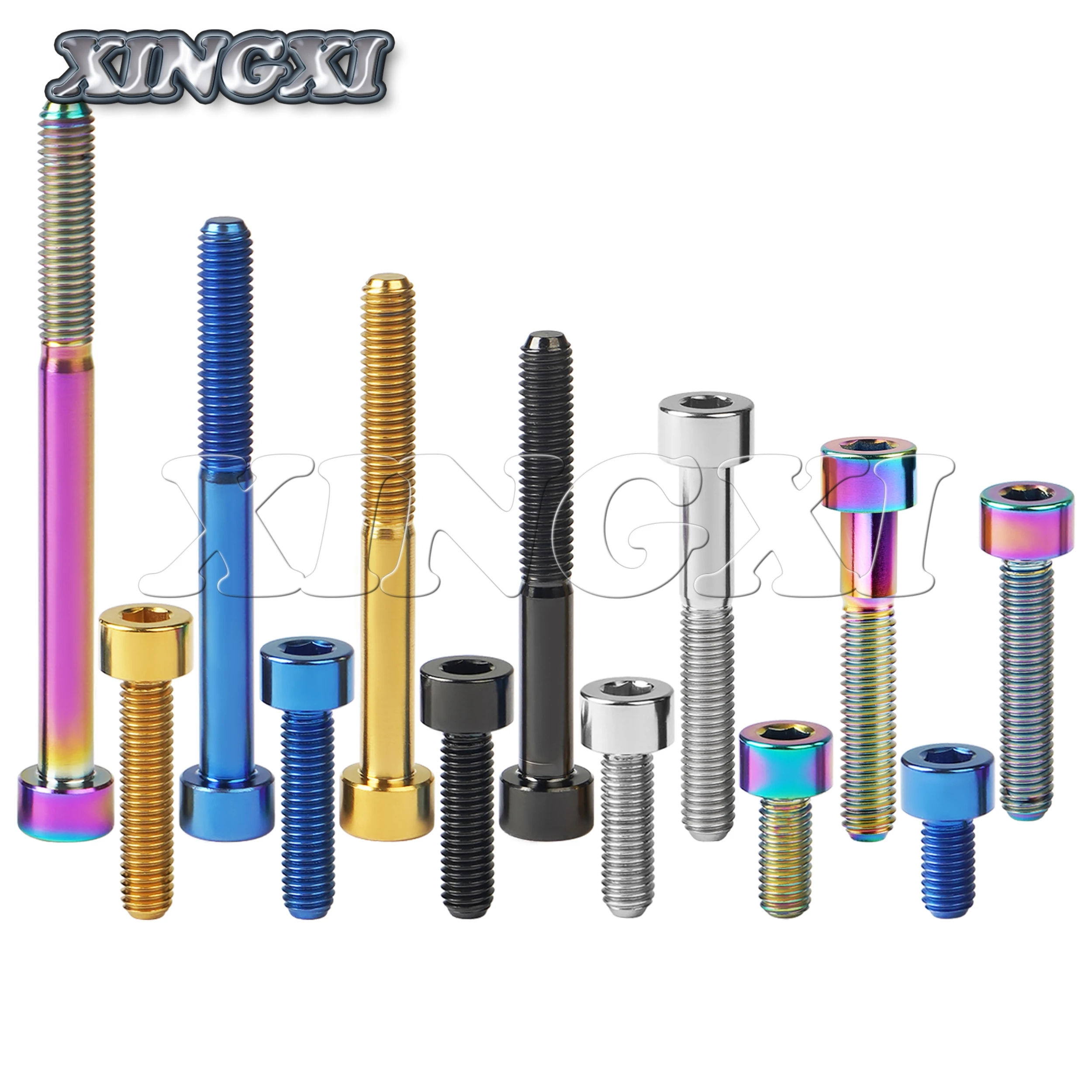 Xingxi Titanio Ti M5x10 12 16 18 20 23 25 30 35 40 45 50 55 60 millimetri DIN912Bolt Cap Allen Vite A Testa per Attacco Manubrio Reggisella Parte
