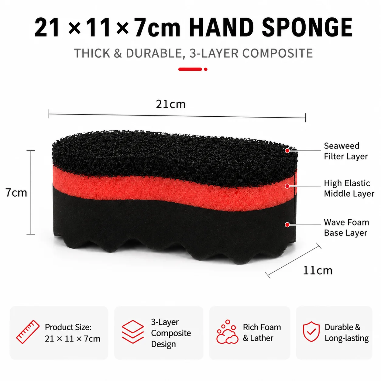 MORAY Seaweed Sponge Wiper, Specialized for Car Washing, Highly Effective in Removing Mud, Absorbing Water, and Cleaning Car Pai