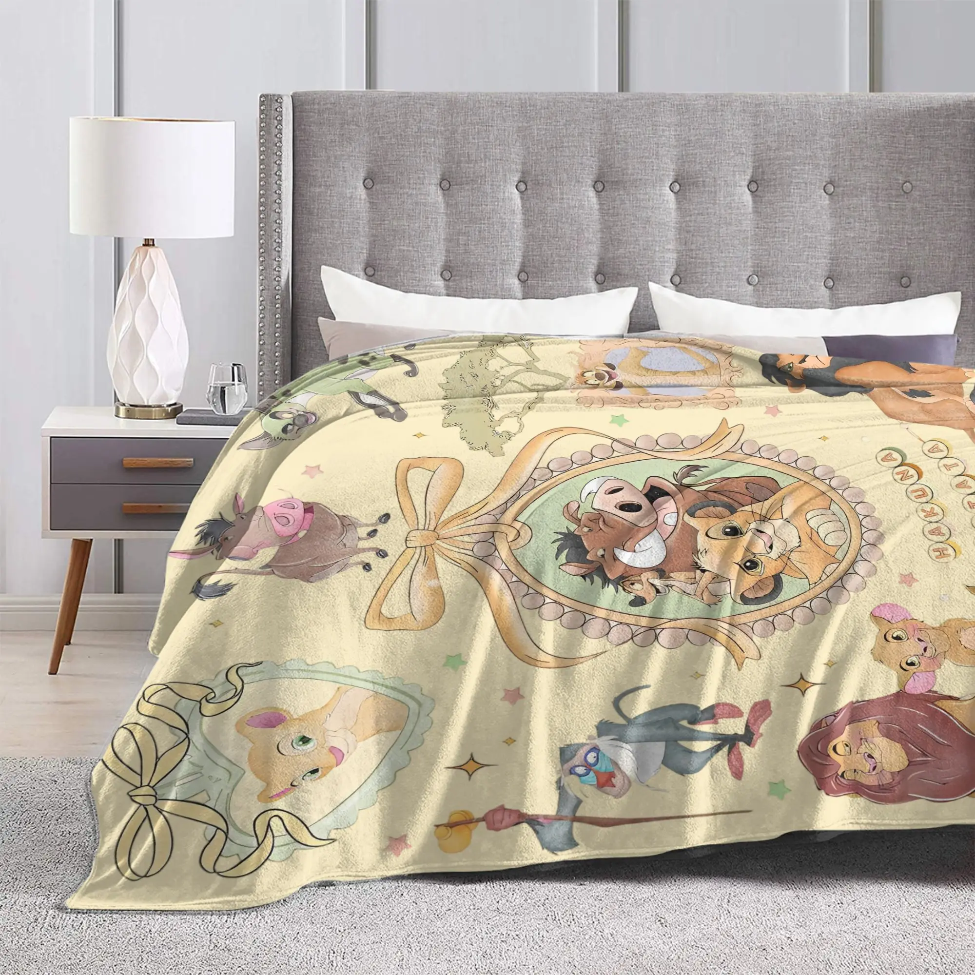 الرجعية الانحناء هاكونا ماتاتا الأسد الملك سيمبا بطانية الفانيلا سوبر لينة رمي البطانيات لسيارة أريكة الأريكة السرير البساط