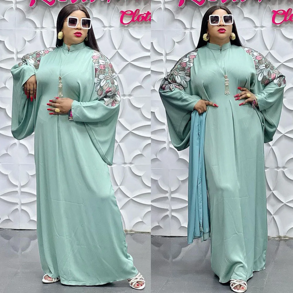 

Plus Size African Party Dresses for Women Chiffon Traditional Boubou Africa Clothing Dubai Muslim Abayas Robe Kaftan Maxi Dress