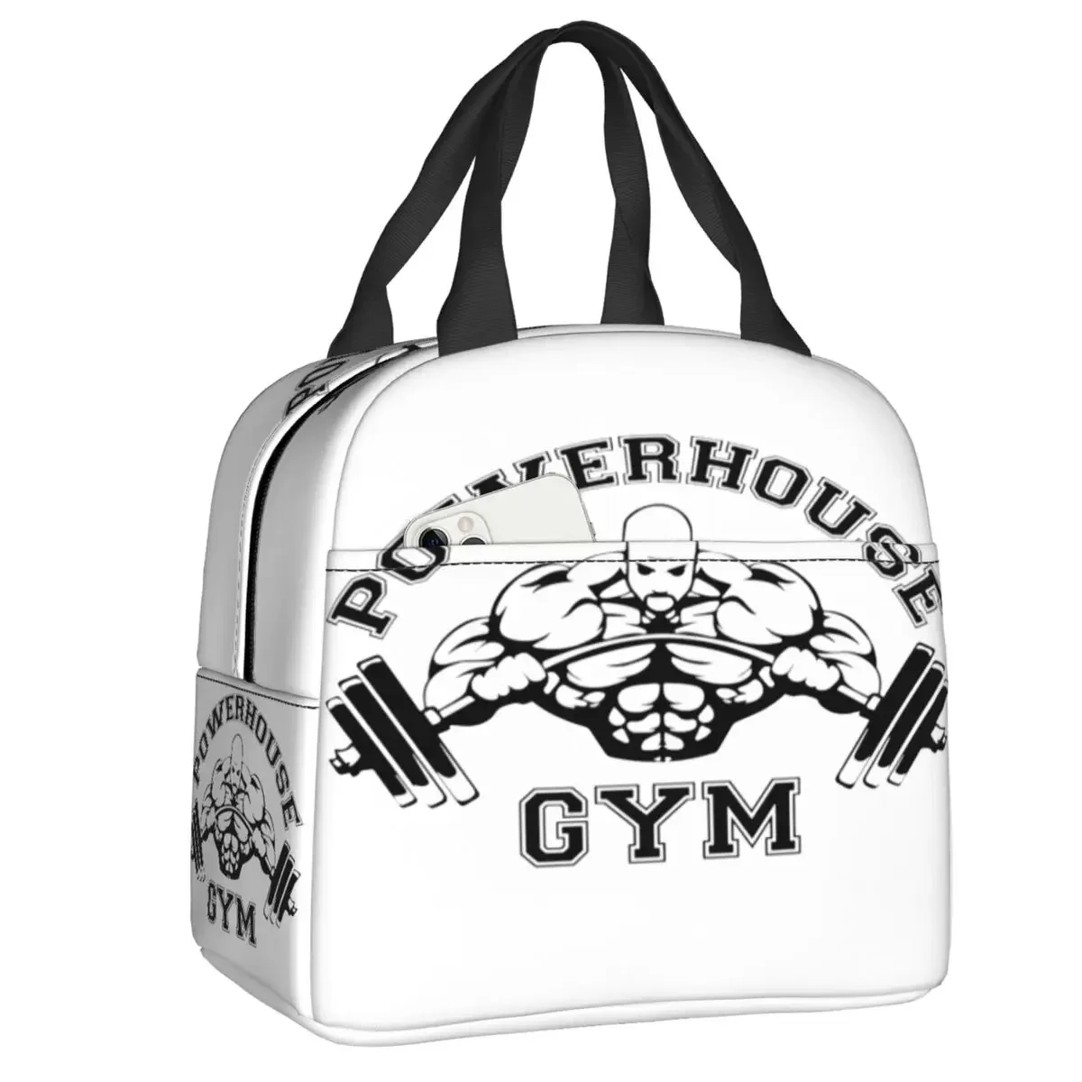 Powerhouse Gym Logo Insulated Lunch Bags for Work School Bodybuilding Fitness Portable Thermal Cooler Bento Box Women Kids