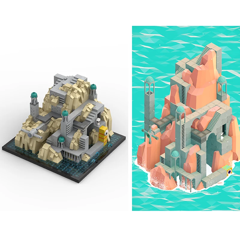 

Street View Monument Valley-The Descent Medieval Castle MOC Building Blocks Villa Model Diy Brick Educational Toys Gifts 1261PCS