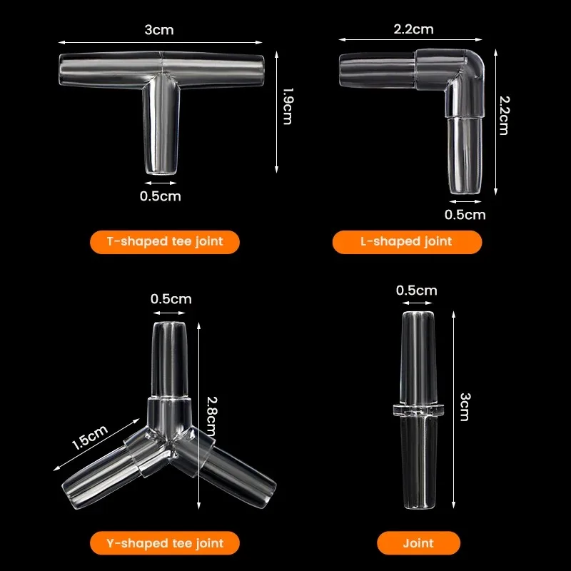 10Pcs Aquarium Airline Tubing Connectors Fish Tank Transparent Air Tube Adapters 4mm Inner Diameter Air Line Hose I L T Y Shaped