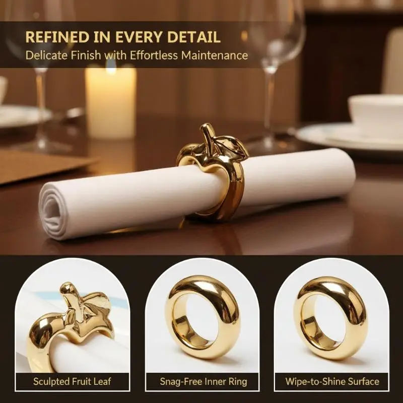AEE8 1/6Pcs Metal Plated Vintage Napkin Rings Buckle Holder For Dining Table Decor