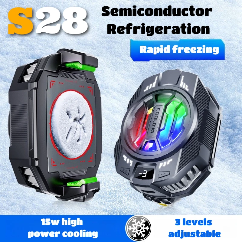 

S28 Mobile Phone Universal Back-clip PUBG Game Cooler 3 Speeds Adjustment Ice Semiconductor Cooling Radiator for IPhone Android
