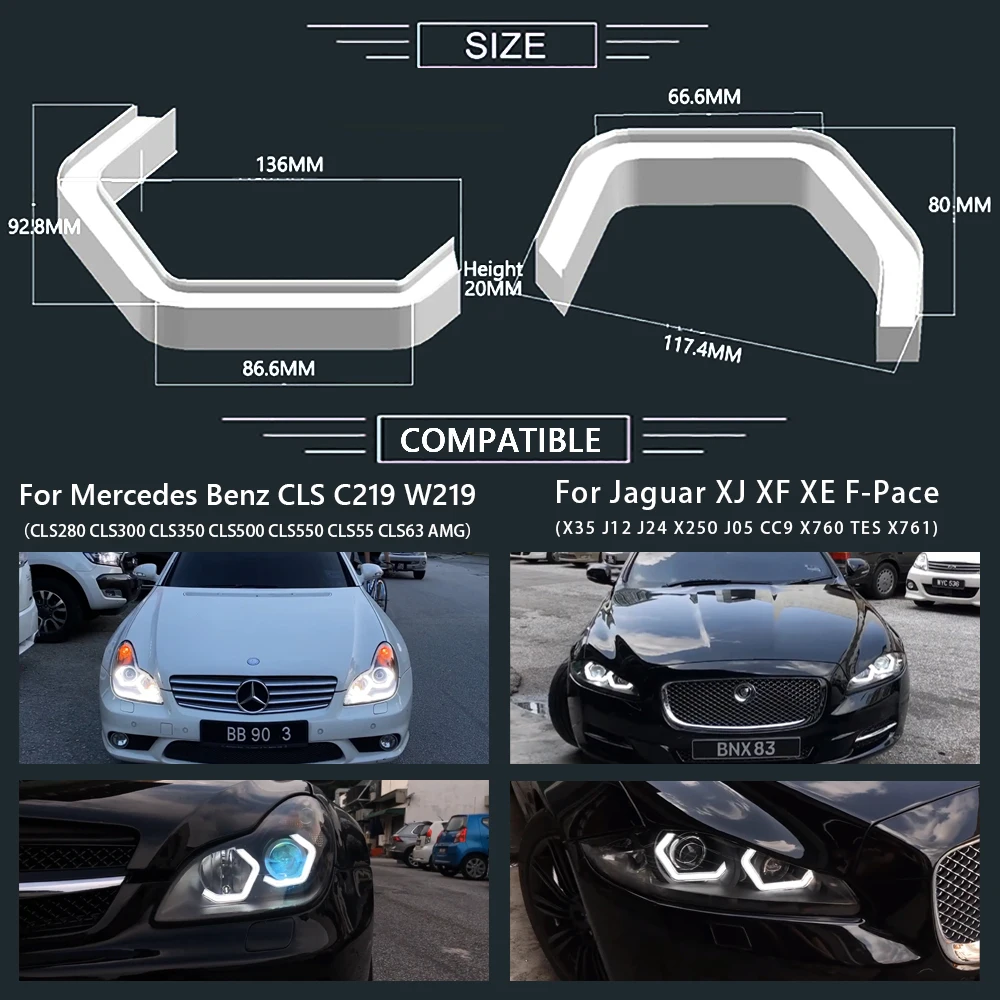 4Pcs M4 Style LED Angel Eyes Kit Halo Rings per Mercedes Benz C219 W219 CLS 300 350 500 550 Jaguar XJ XF XE faro Iconic