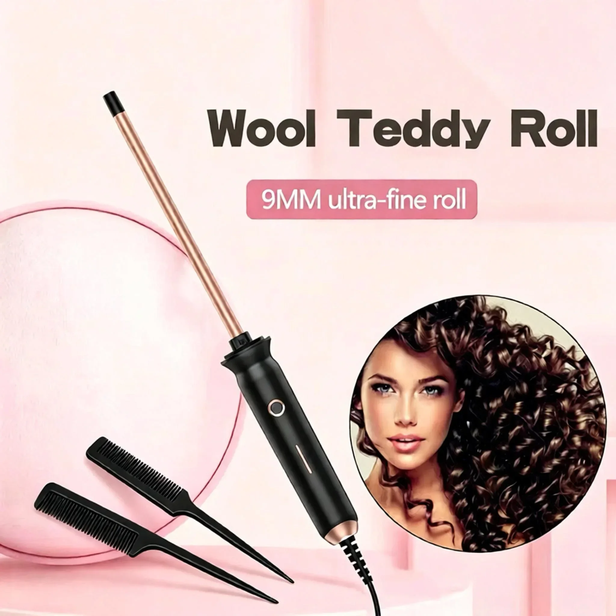 Fine Tube Curling Iron Set with Pointed Tail Comb, Salon-Grade Hair Styling Tool for All Hair Types, Professional Hair Care