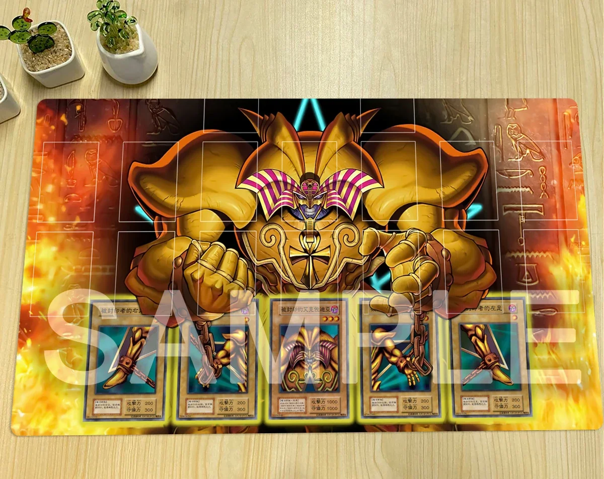 YuGiOh Exodia matras mainan TCG, alas bermain CCG, alas permainan kartu perdagangan, alas Game karet, Tas gratis 60x35cm