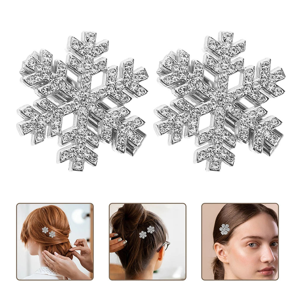 

20pcs Snowflake Rhinestone Hair Clips Holiday Winter Party Accessories Festive Sparkly Hairpins Christmas Barrettes Silver