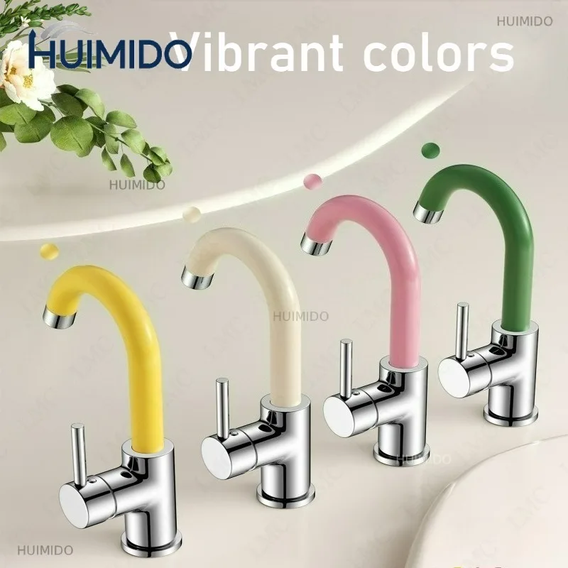 New Cream Style Basin Kitchen Faucet Multicolored White Green 360 Rotate Hot and Cold Mixer Tap Basin Faucets
