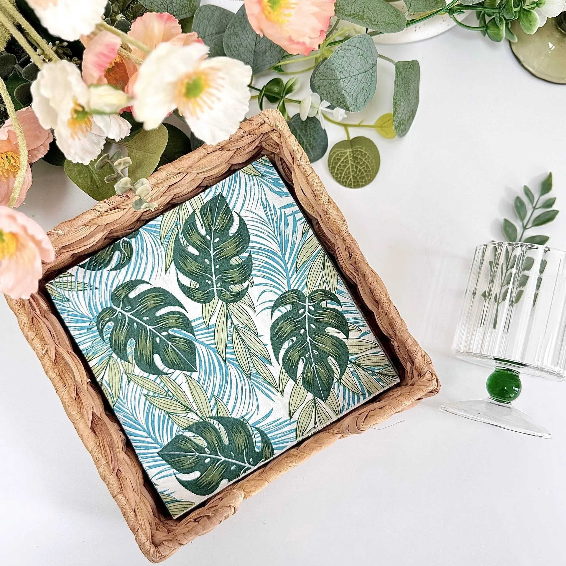 10/20 Sheets 33*33cm 2-Ply Tortoiseshell Leaf Napkins Picnic Party Decor Colored Print Tissue DIY Decoupage Paper