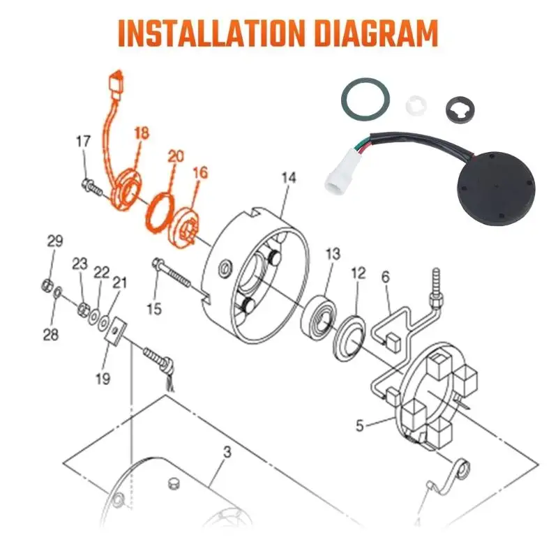31BC Golf Cart Assembly JU2-H1670-21 for Drive System Maintenance, Wire Layout, Housing with Mounting Holes, 3 Accessory Washers