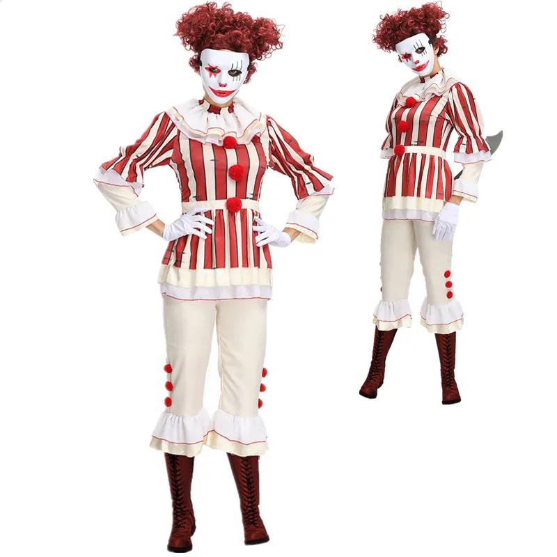 

Deluxe Adult Women Clown Costume Halloween Clown Cosplay Penny Wise Performance Party Costume Fancy Dress