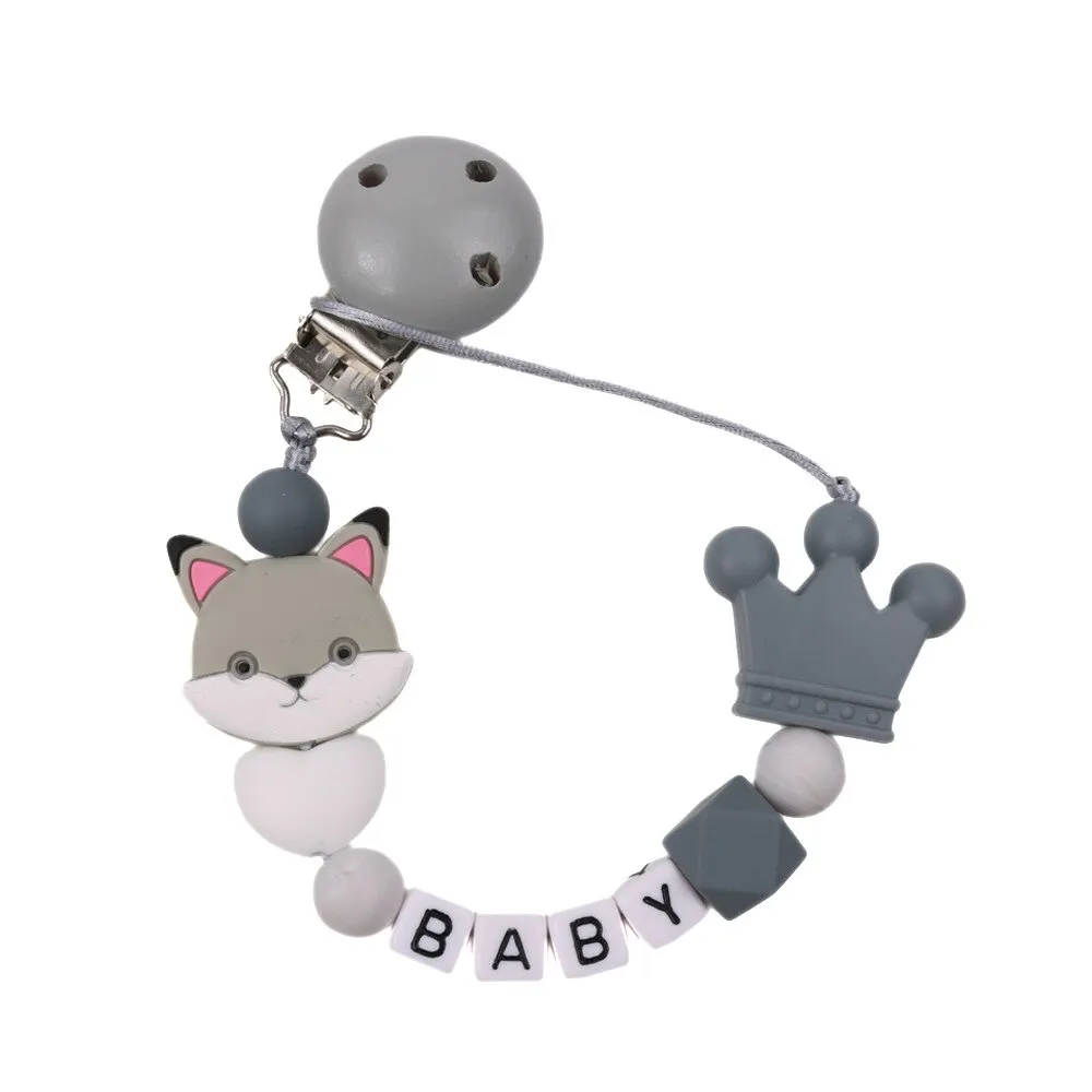 Personalized Name Baby Pacifier Clips Animal Silicone Pacifier Chain Holder for Baby Teething Soother Chew Toy Dummy Clips