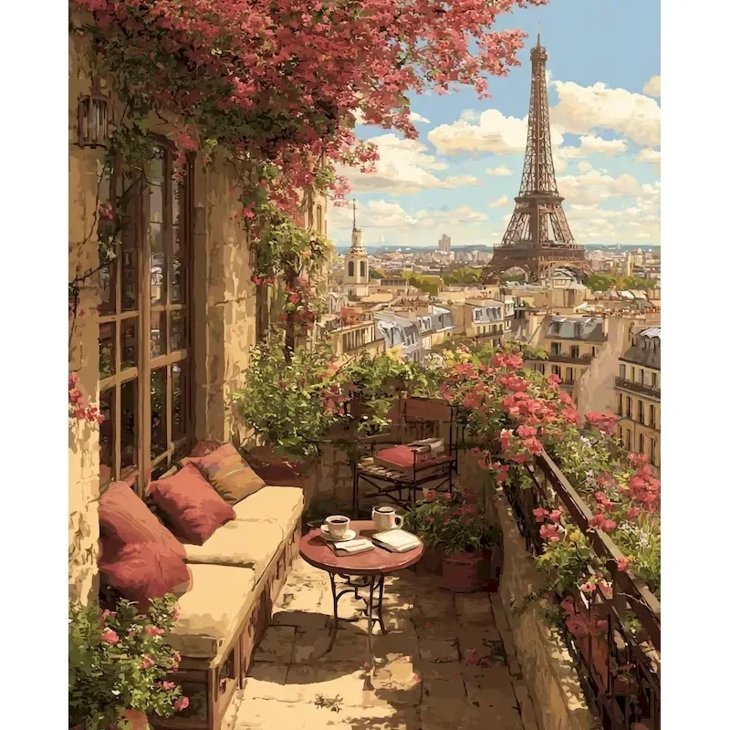 500/1000/1200/2000 PCS Paris Balcony Eiffel Tower Puzzle Creative Puzzle Jigsaw Birthday Gifts Home Decoration Unique Gifts