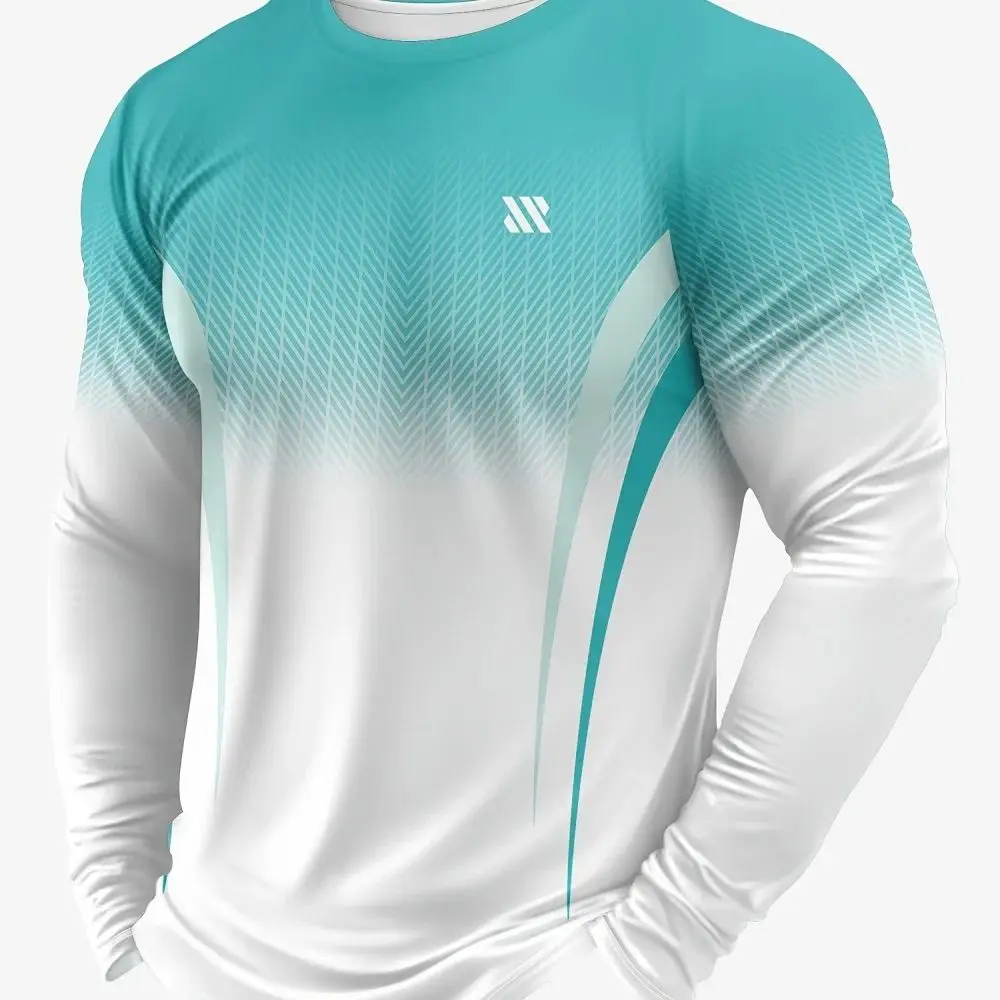 Modisches Langarm-Sportshirt mit Farbverlaufmuster, atmungsaktiv, bequem, lässiges Sport-Oberteil, Unisex, vielseitiger Stil, Kinder-T-Shirt – Detail 5