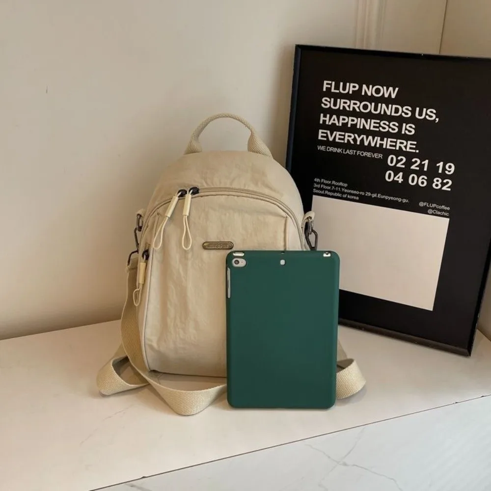 Petit sac à dos de grande capacité en tissu Oxford, sac à bandoulière léger, couleur unie, cartable pour femmes