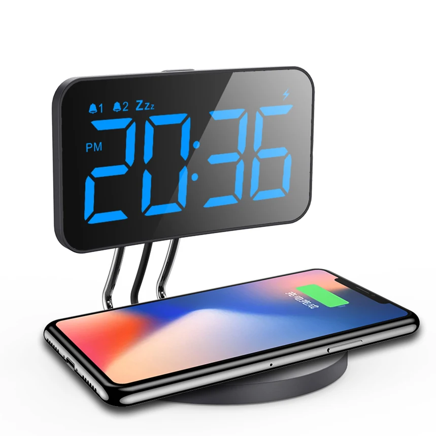 Screen Digital LED FM Radio Time Projection  Clock with Phone Charging Port