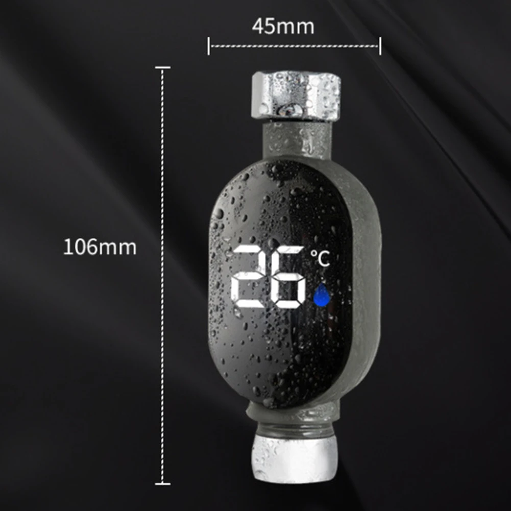 1pc Shower Water Thermometer LED Display 0℃~99℃ Bath Thermostat Intelligent Touch Activation Temperature Measurement Bathroom
