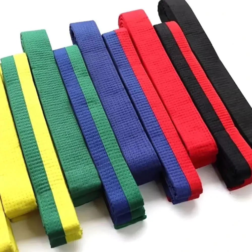 1Pcs TKD Aikido Uniform Taekwondo Belt Easy Fasten Polyester Cotton Judo Karate Ranking Waistband Colored 240cm