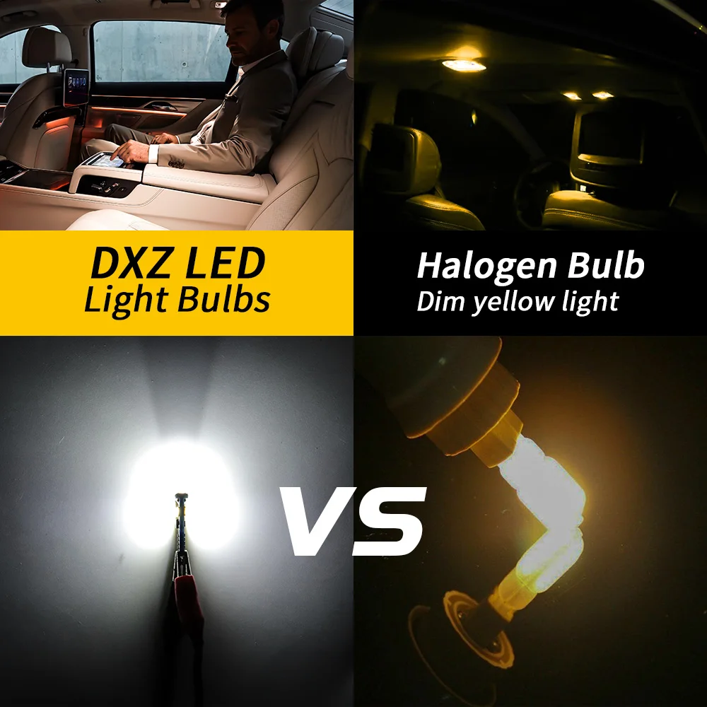 DXZ LED W5W 전구 9-SMD 캔버스 168 194, 흰색 자동차 인테리어 돔 독서 클리어런스 조명, 오류 없는 자동 램프, T10 50 개, 6000K 12V