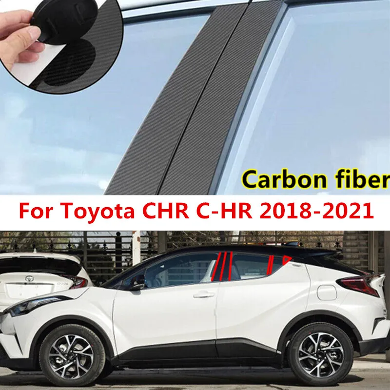

8 шт./компл. накладки на дверные стойки из углеродного волокна для Toyota CHR C-HR 2018-2021