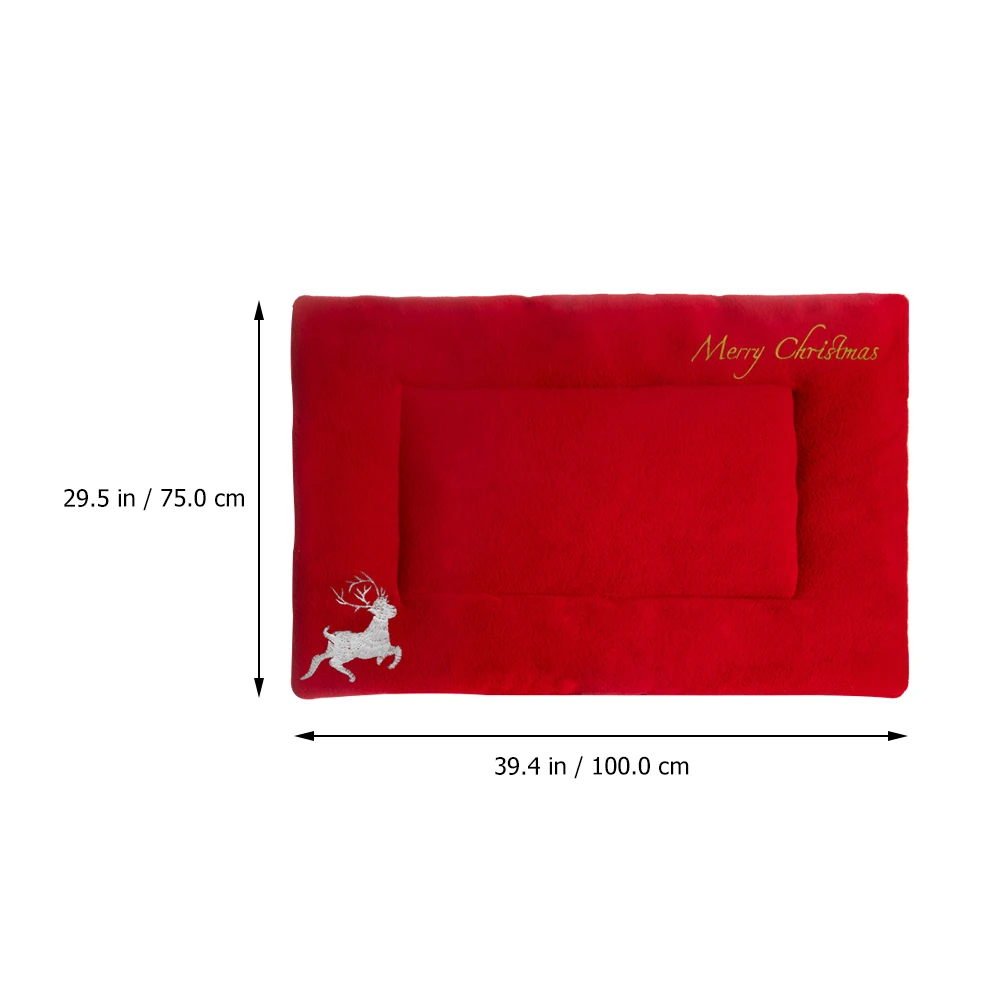 

Pet Mat Thickened Cushion Self Warming Dog Cat Bed Christmas Deer Pattern Soft Cozy Washable Pet Mattress