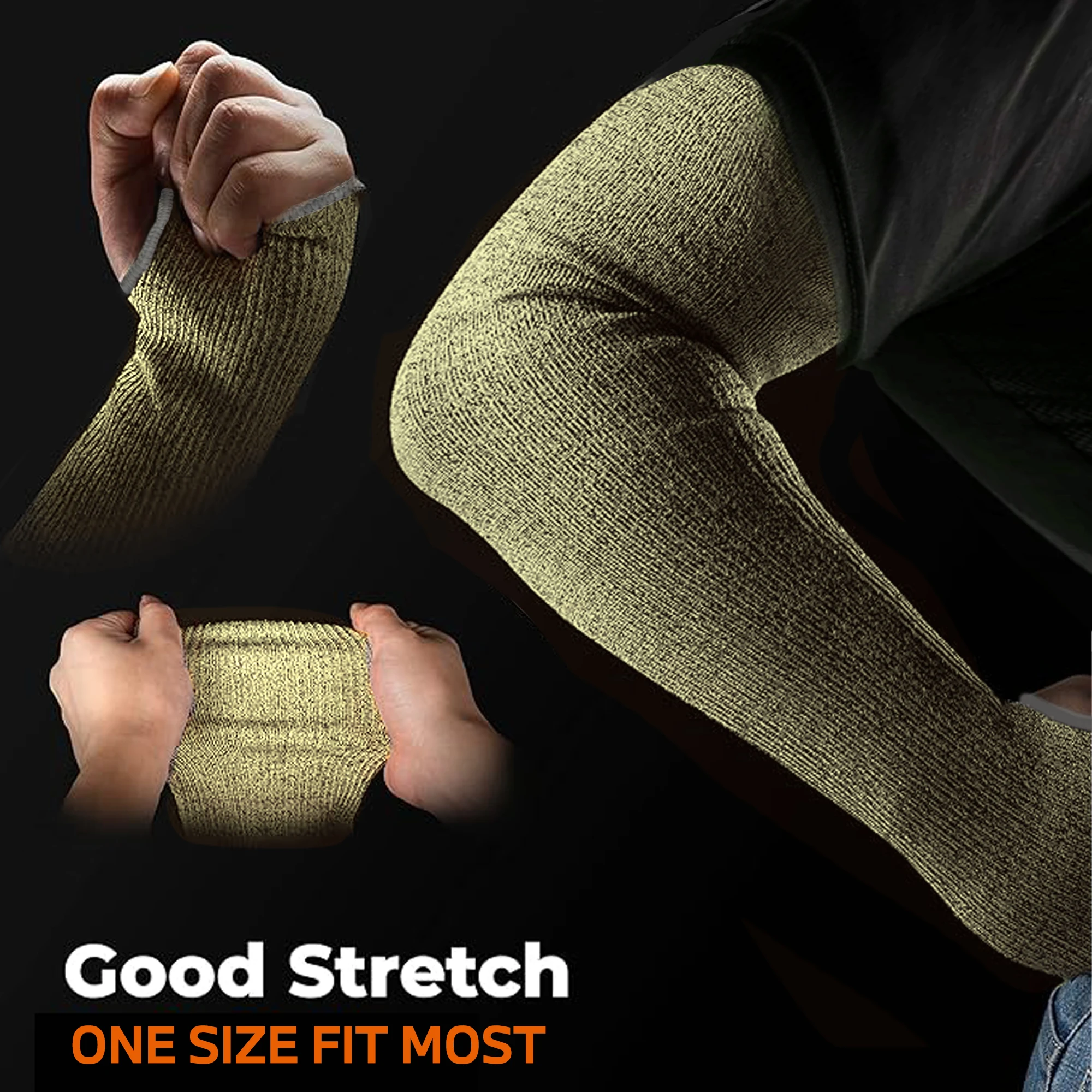 1 pair of 44 cm Kevlar sleeves with thumb hole and glove clip, cut and flame-resistant, suitable for welding, yard work, kitchen