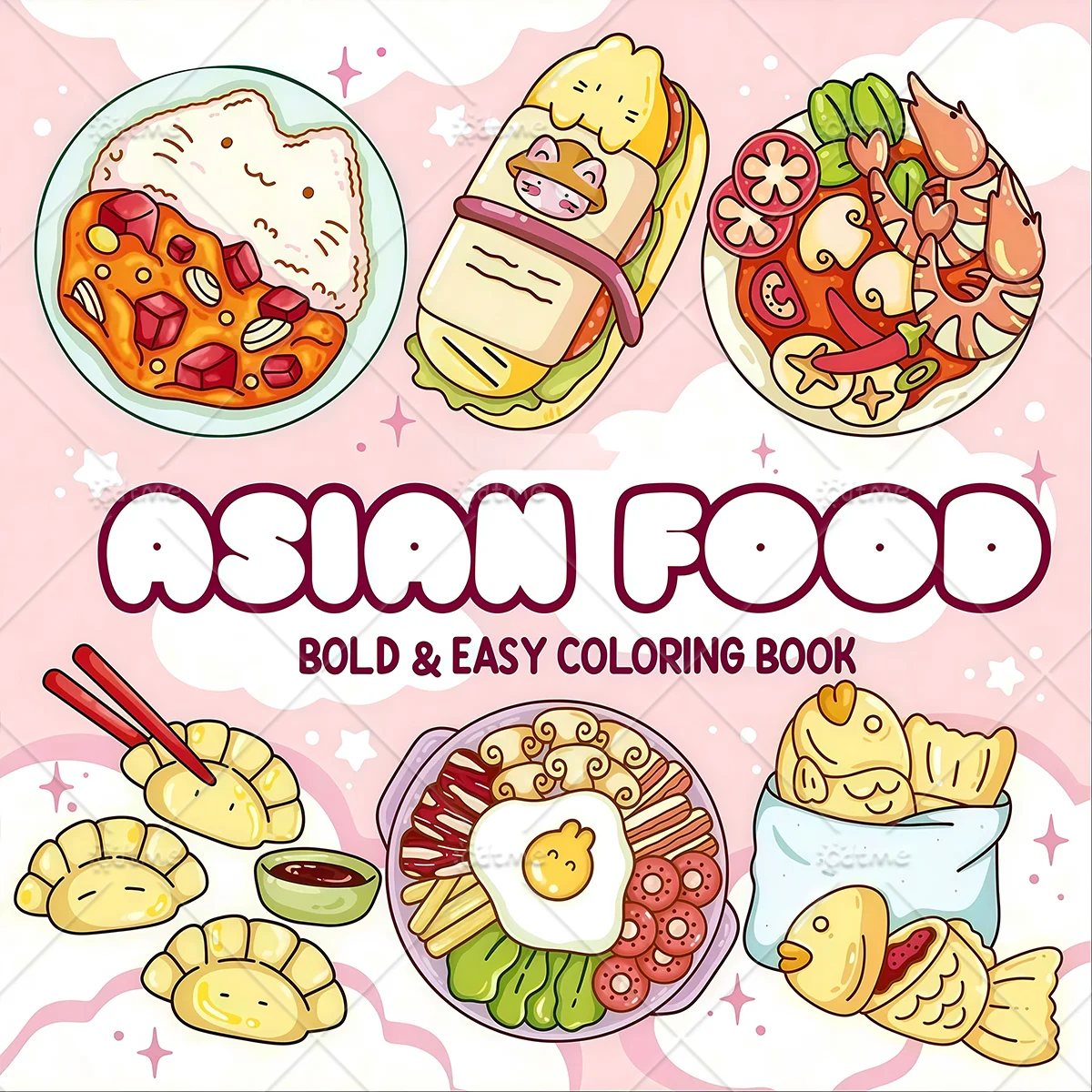 Food And Snacks Coloring Book Bold And Easy - Libro de Colorear con Patrones Atrevidos
