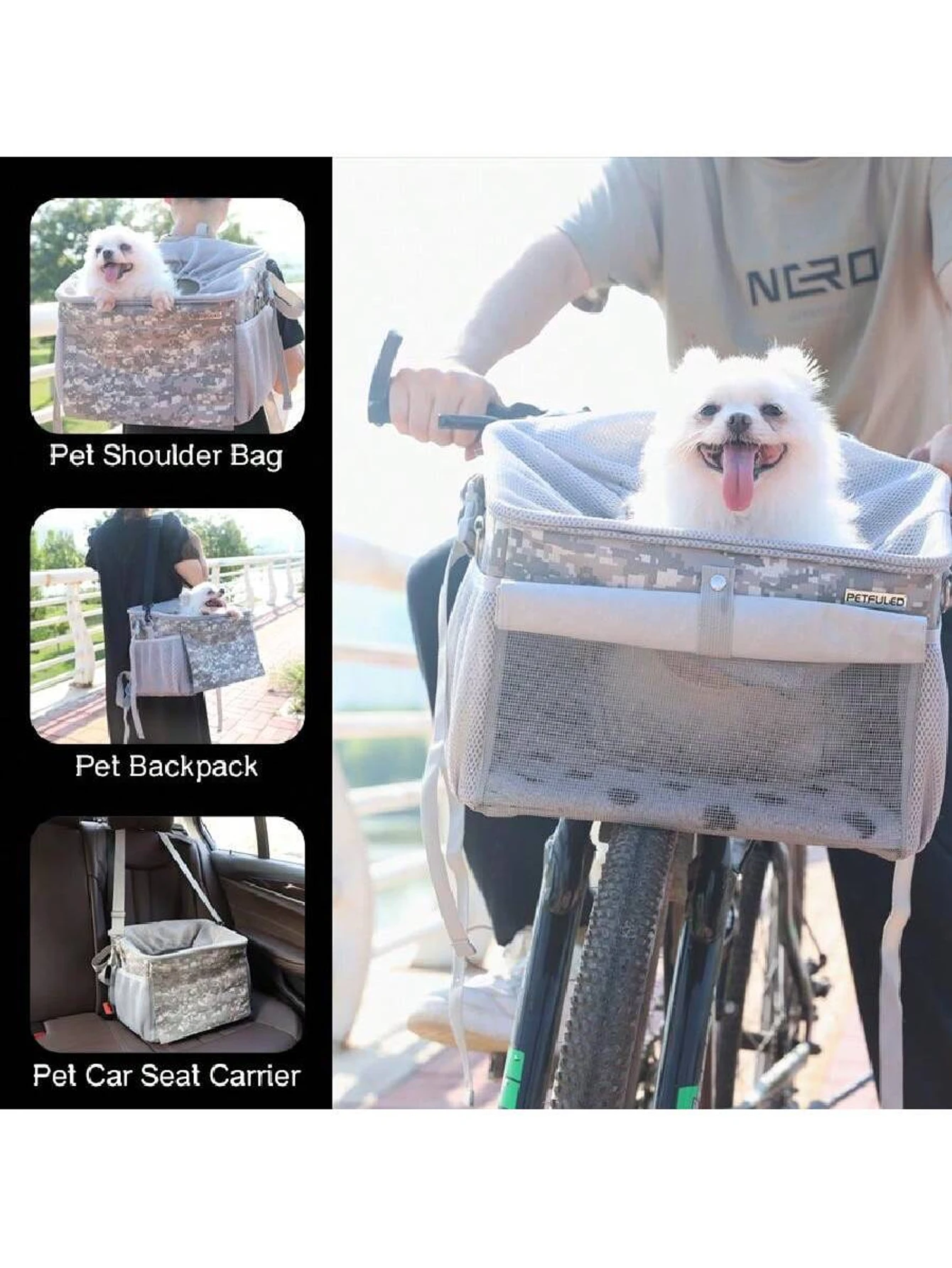 Dog Bike Basket, Small Medium Pets Dog Basket for with Breathable Mesh, Removable Bicycle Basket Front Handlebar Bicycle Basket