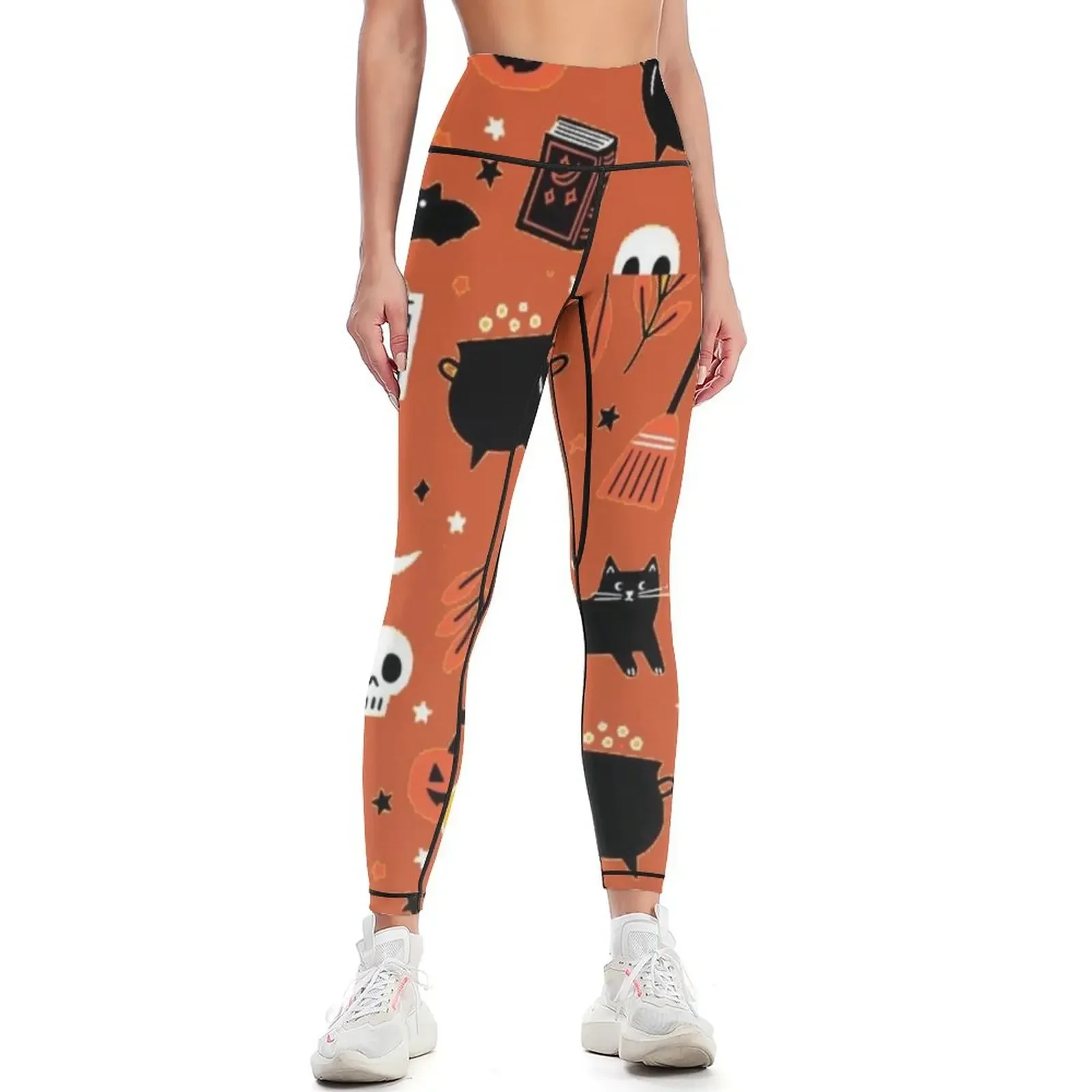 

Halloween Creepy Skull Witch Pumpkin Pattern Leggings push up fitness gym pants sports for push up for girls Womens Leggings