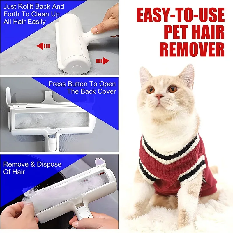 Pet Hair Remover Roller - Dog & Cat Fur Remover with Self-Cleaning Base - Efficient Animal Hair Removal Tool - Perfect for Furni