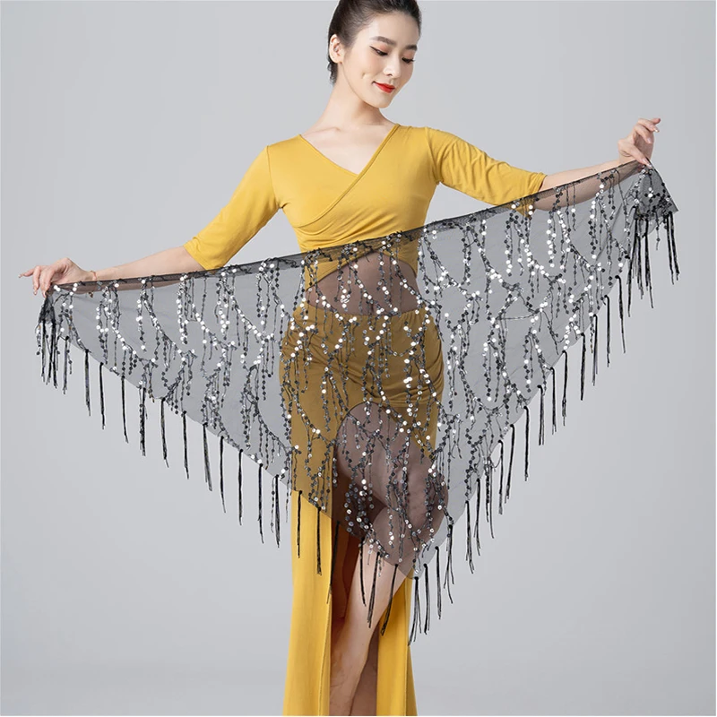 New Style Belly Dance Costumes Bling Sequins Tassel Indian Belly Dance Belts Hip Handkerchief Dancing Hip Scarfs For Women