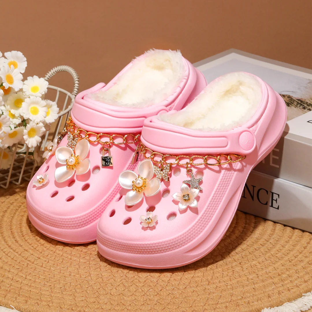 Kinder-Clogs und -Mules mit Fellfutter, leichte Garten-Schuhe mit Baumwollfutter, warme Hausschuhe für Jungen, Mädchen und Kleinkinder, 168. – Detail 9