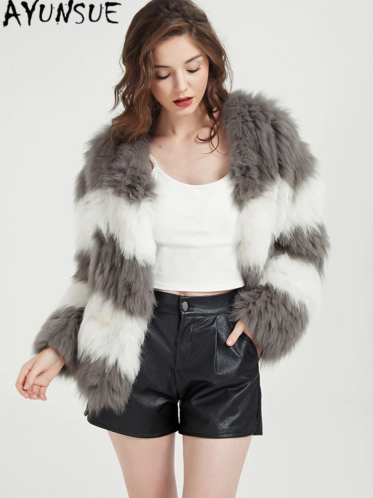 AYUNSUE Reale Cappotto di Pelliccia di Volpe Delle Donne di Lusso Giacca Invernale 2023 Cappotti di Pelliccia Naturale Coreano di Modo Delle Donne di Abbigliamento Пegoьто Ж Dien onderе