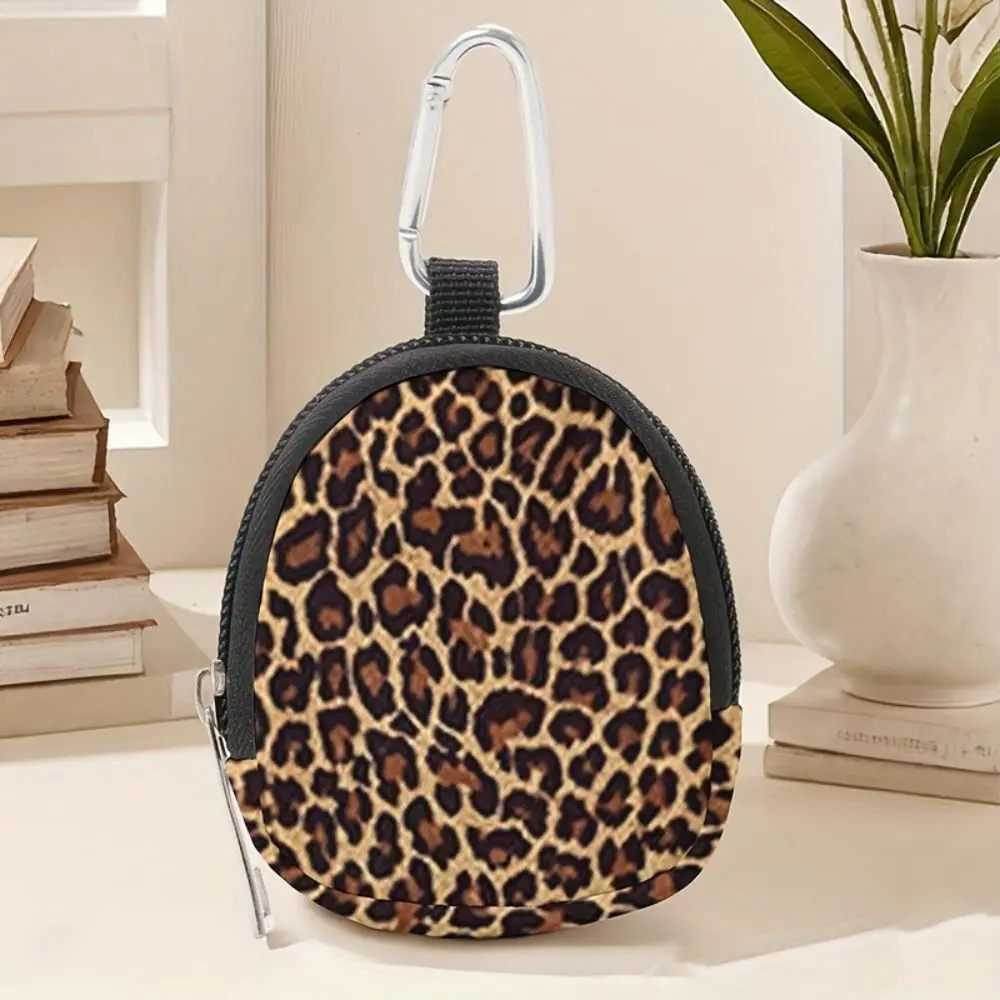 Mini Size Coin Pouch Key Wallet Zipper Closure Earphone Holder Portable Coin Pouch Leopard Print Mini Purse Car Key Storage