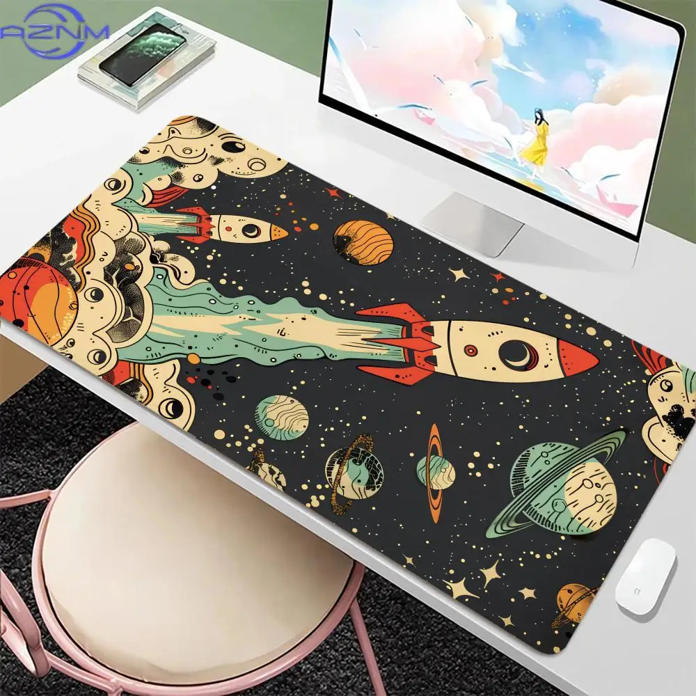 Cosmic Planet Mouse Pad Large Office Table Mats XXL Computer Accessories Washable Non-slip Rubber Lock Edge Keyboard Desk Mat