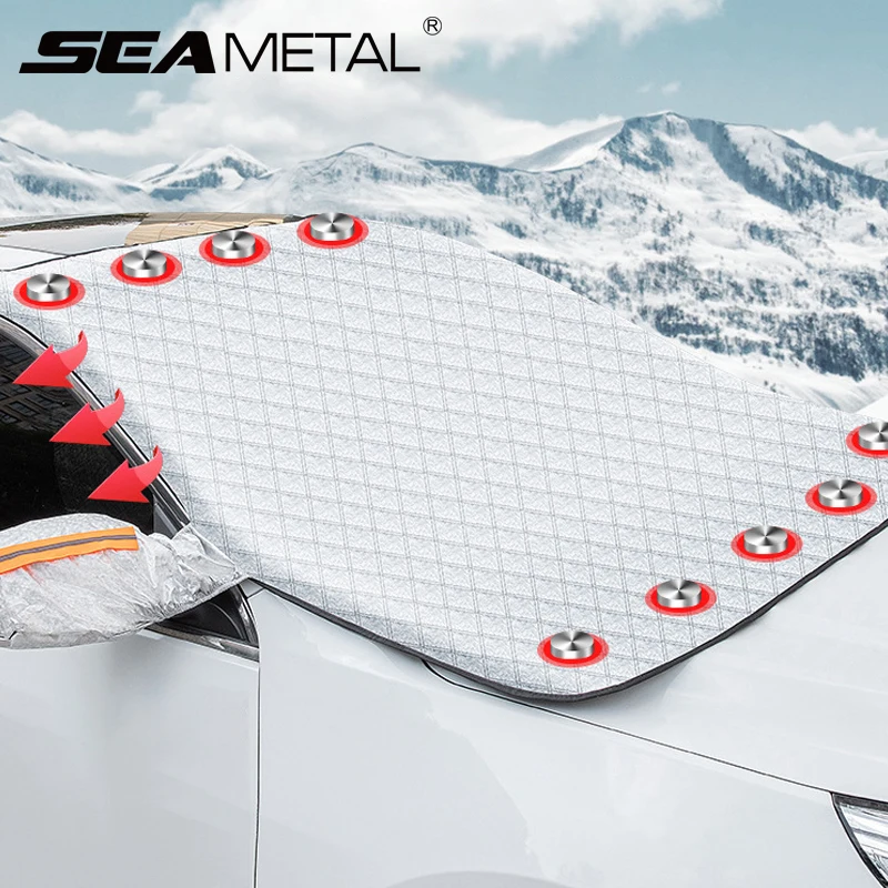 SEAMETAL Car Windshield Snow Shield for Winter Car Cover Front Window Anti Ice Frost Outdoor Protection Snow Cover with Magnet Похожие на AliExpress