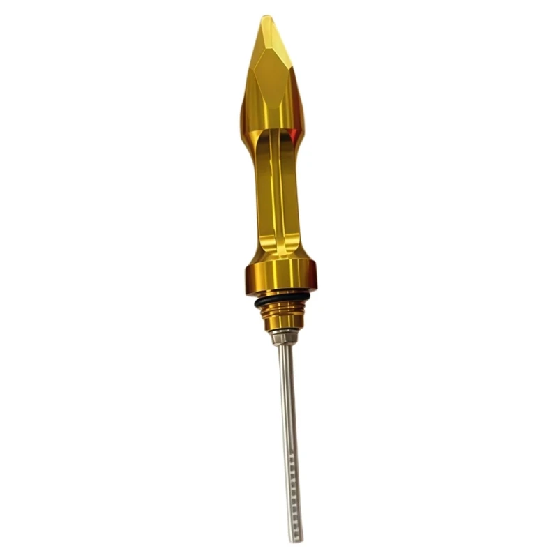 A2UC Threaded Motorcycle Oil Dipstick Replacement, Aluminum Body with Installed Seal and Grooved Rod for Routine Oil Checks